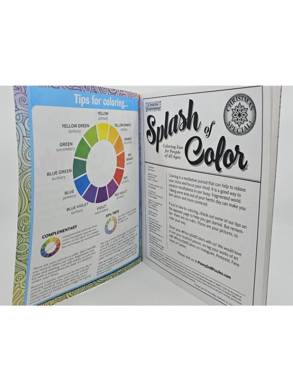 Splash of Color Coloring Book Vol 1 Creative Expression Christmas Adult Kids - Picture 6 of 12